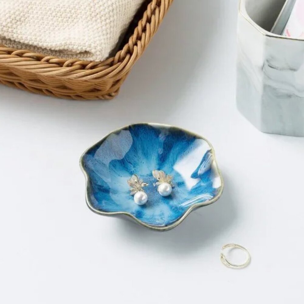 Beautiful blue jewelry dish trinket tray ring dish key bowl decorative plate